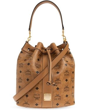 MCM 'Worek' Type Bag With Monogram - Brown