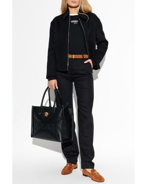 Versace Wool Jacket With Collar - Black