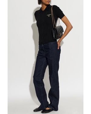 Tory Burch Wool Polo Shirt With Logo - Blue