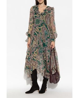Etro Patterned Dress With Ruffles - Green
