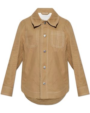 Ami Paris Denim Jacket With Pockets - Natural