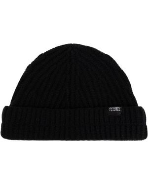 MM6 by Maison Margiela Wool Beanie With Logo Patch - Black