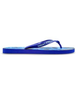 Versace Jeans Couture Rubber Flip-Flops With Logo - Blue