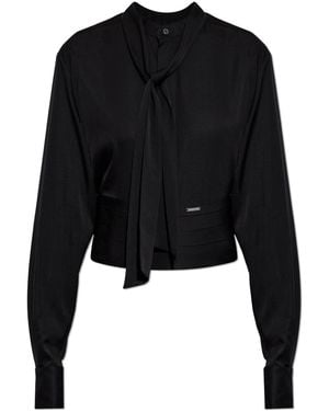 DSquared² Silk Shirt With Neck Tie - Black