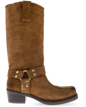POSA Suede Heeled Boots 'Texas' - Brown
