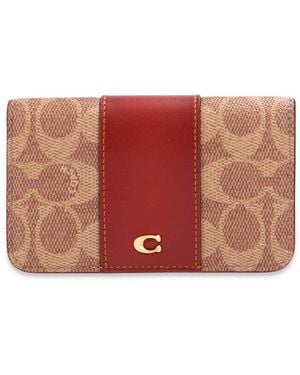 COACH Slim Card Case In Signature Canvas - Brown