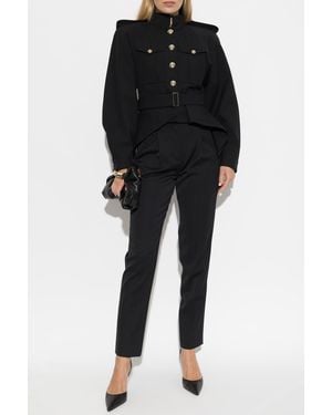 Balmain Wool Pleated Pants - Black