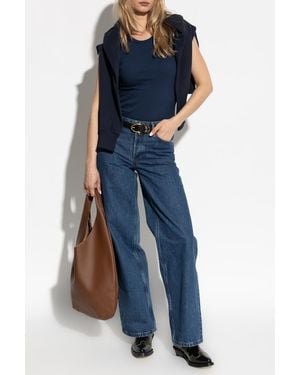 A.P.C. Ribbed Top With Embroidered Logo - Blue