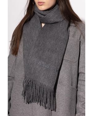 Acne Studios Scarf With Logo Patch - Gray