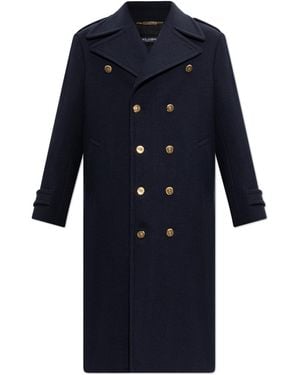 Dolce & Gabbana Wool Coat With Single Vent - Blue