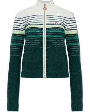 CASABLANCA Cardigan With Logo Patch - Green