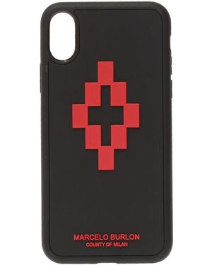 Marcelo Burlon Cover For Iphone Xs Cross 3D With Embossed Print - Black