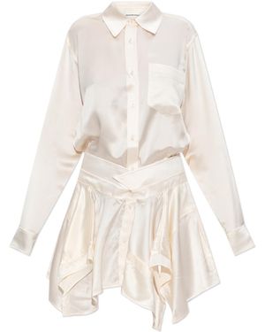 T By Alexander Wang Silk Dress With Asymmetrical Hem - White