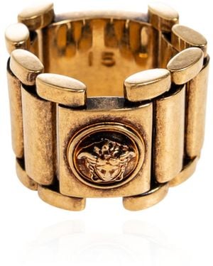 Versace Brass Ring With Medusa Head - Metallic