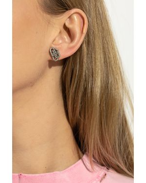Balenciaga Earrings With Logo - Brown