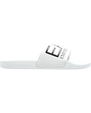 EA7 Rubber Flip-Flops With Logo - White