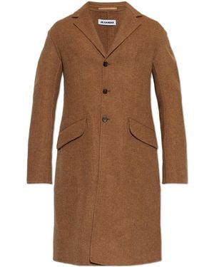 Jil Sander Wool Coat With Single Vent - Brown