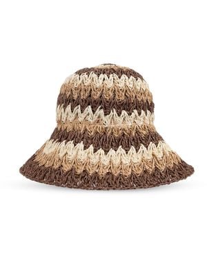 “By Malene Birger” レザータイ×ラフィアハット Brown Lailo lamb leather hat - Buy sfra-bmb-storefront-catalog
