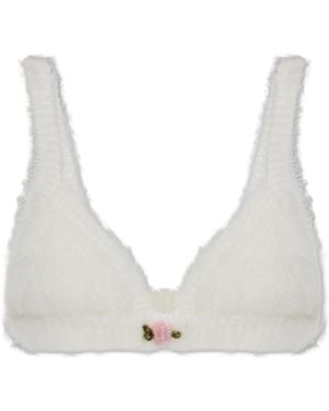 Alessandra Rich Wool Bra - White
