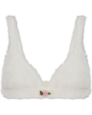 Alessandra Rich Wool Bra - White