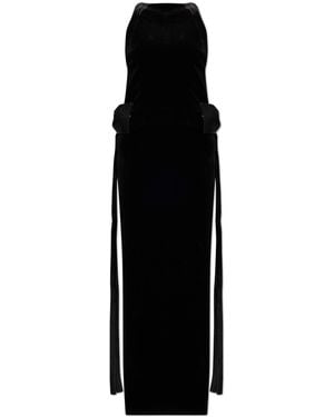 Self-Portrait Velvet Dress With Decorative Bows - Black