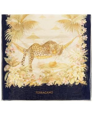 Ferragamo Silk Scarf With Floral Motif - Yellow
