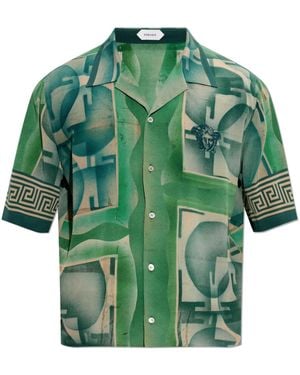 Versace Silk Shirt With "The Shapes" Print - Green
