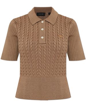 LACOSTE RUNWAY Polo With Decorative Weave - Brown