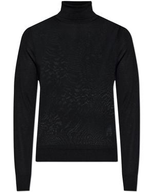 DSquared² Wool Turtleneck With Embroidered Logo - Black