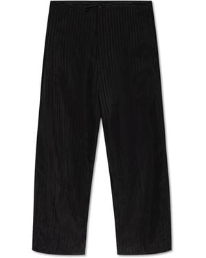 Balenciaga Loose-Fit Striped Pattern Trousers - Black