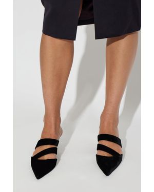 Balmain Leather Heeled Mules - Black