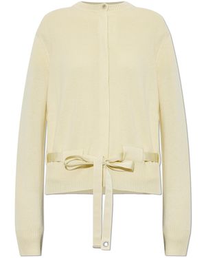 Ferragamo Cashmere Cardigan With A Belt - Natural