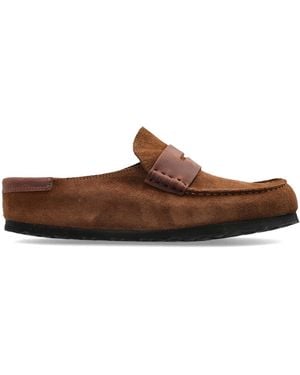 Birkenstock 'Naples Wrapped Double Stitch' Slides - Brown
