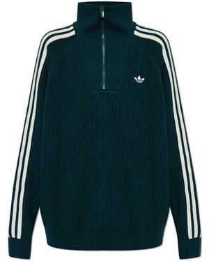 adidas Originals Sweater With A Zip-Up Collar - Blue