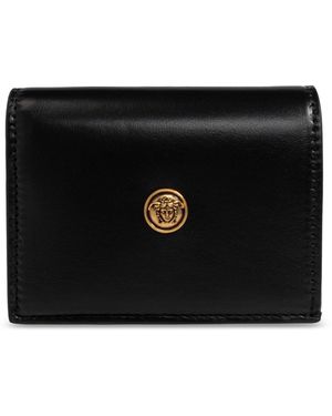 Versace Leather Wallet With Medusa Head - Black