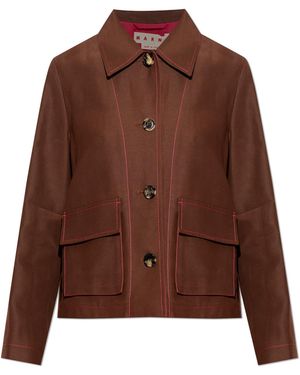 Marni Jacket With Contrast Stitching - Brown
