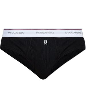 DSquared² Ribbed Briefs With Logo - Black