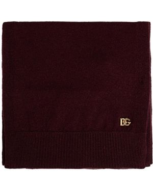 Dolce & Gabbana Cashmere Scarf With Applique - Purple