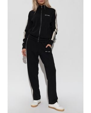 Palm Angels Cardigan With Embroidered Logo - Black
