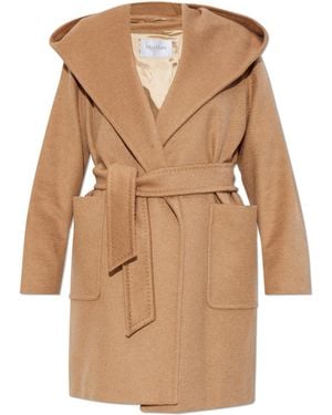 Max Mara Coat Rialto With Hood - Natural