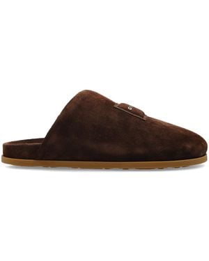 Givenchy Leather Logo Slippers - Brown