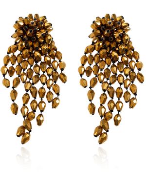 Isabel Marant Clip-On Earrings With Shimmering Crystals - Metallic