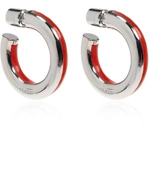 Alaïa Round Hoop Earrings With Resin - Red