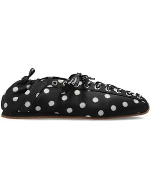 Ganni Lace-Up Ballerinas - Black
