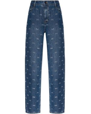Self-Portrait Jeans With Shiny Sequins - Blue