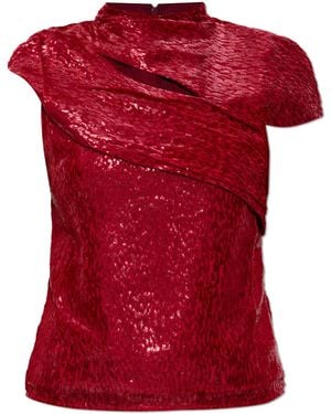 Self-Portrait Top With Lurex Thread - Red