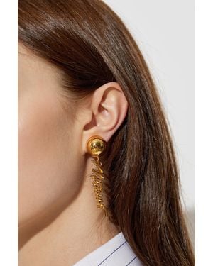 Moschino Logo Clip-On Earrings - Brown
