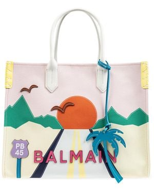 Balmain Artistic Landscape Shopper Tote - White