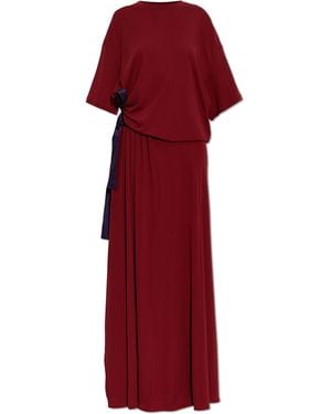 Balenciaga Dress With Decorative Side Tie - Red