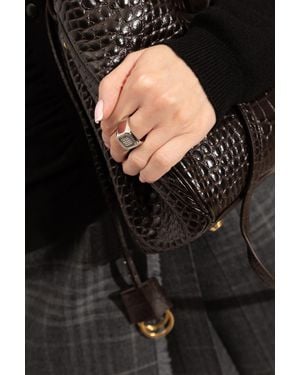 Balenciaga Signet Ring With Engraved Logo - Black